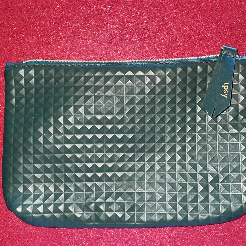 4/$10 Ipsy Glam Bag New August 2019 Dark Forest Green Vegan Leather Cosmetic Bag